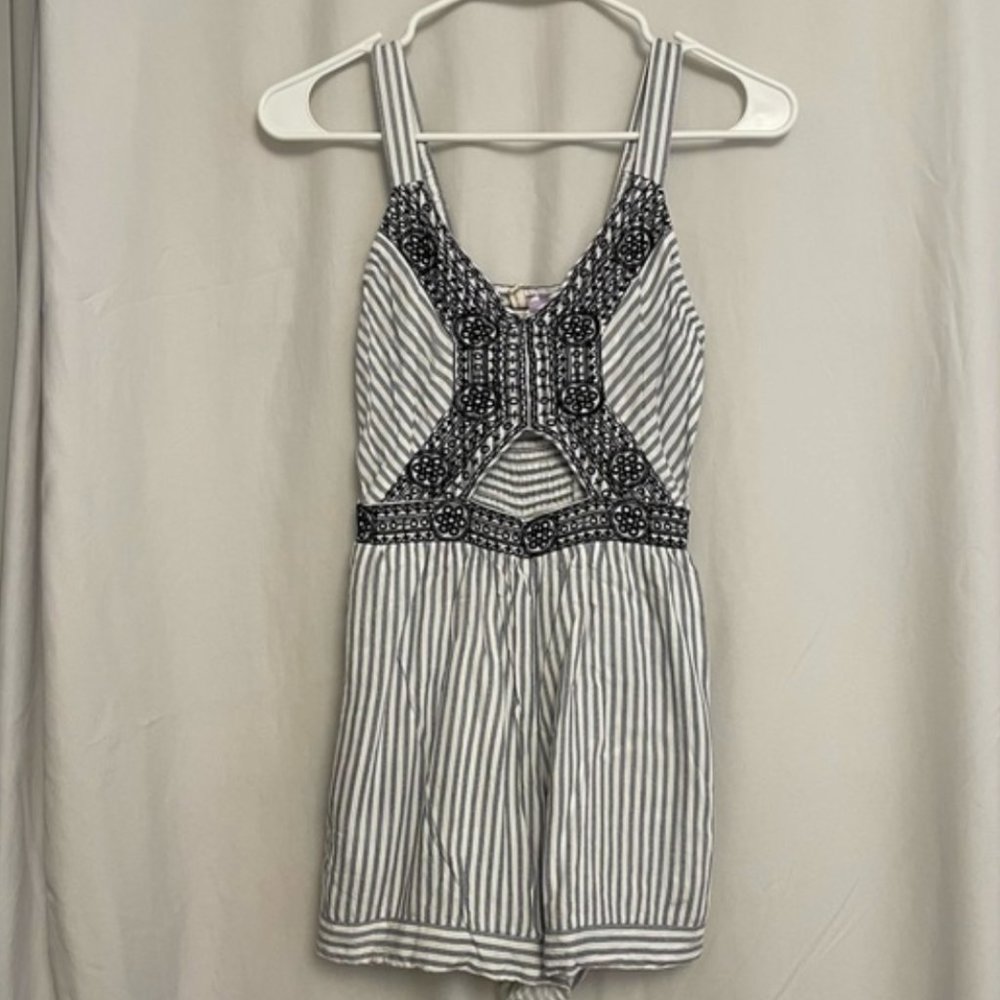 Blue Stripped Cutout Romper